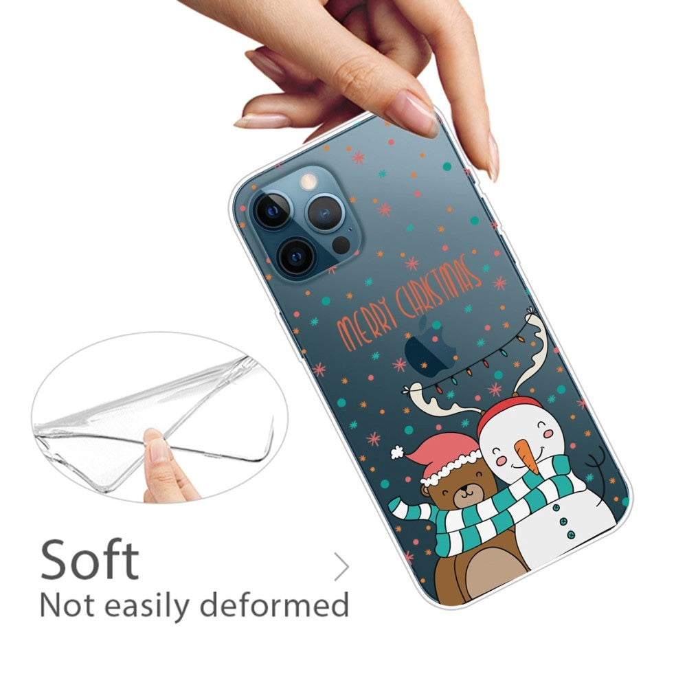 iPhone 14 Pro Flexible TPU Christmas Case - Snowman and Bear
