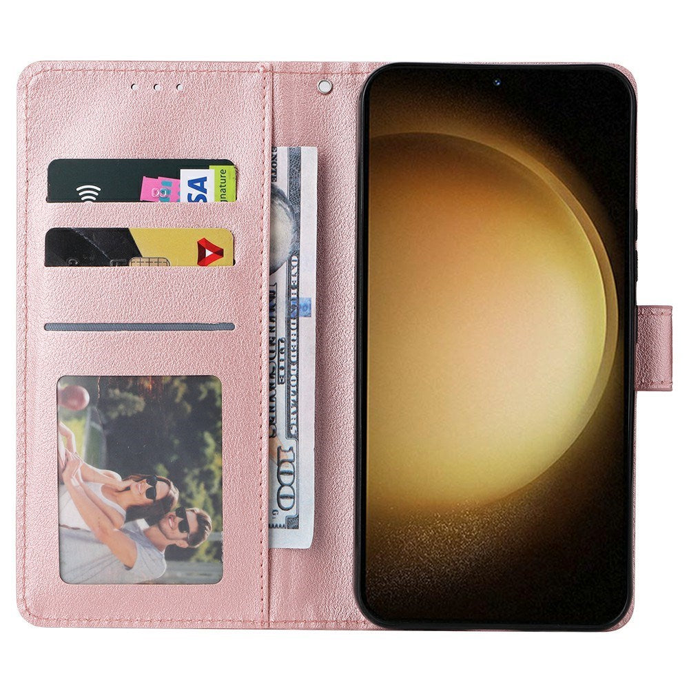 EIDERWOOD Samsung Galaxy S25+ (Plus) / S24+ (Plus) Faux Leather Case with Wallet and Strap - Rose Gold