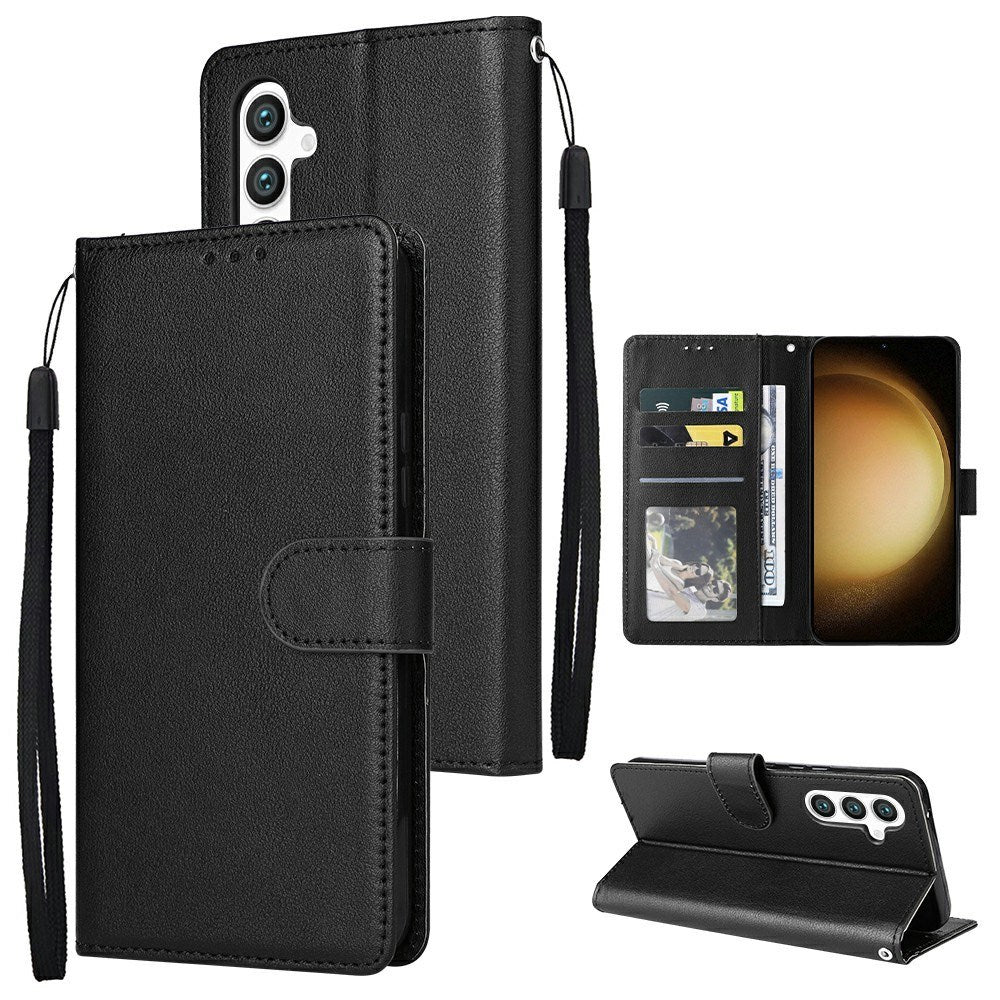 EIDERWOOD Samsung Galaxy S25+ (Plus) / S24+ (Plus) Faux Leather Case with Wallet and Strap - Black