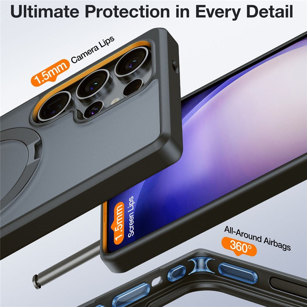 TORRAS Samsung Galaxy S25 Ultra Guardian Ostand Hybrid Case with Kickstand - MagSafe Compatible - Black