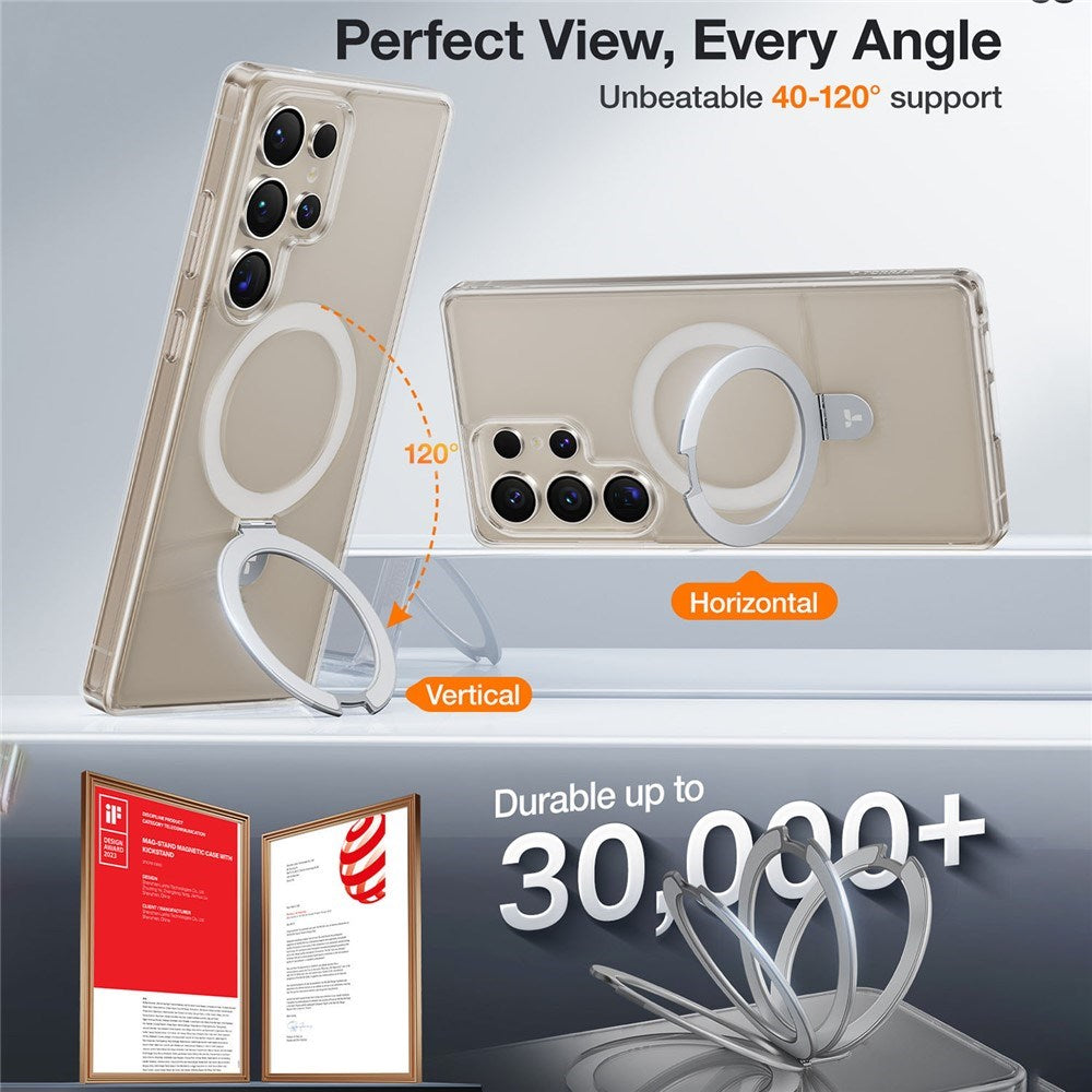 TORRAS Samsung Galaxy S25 Ultra Guardian Ostand Hybrid Case with Kickstand - MagSafe Compatible - Transparent