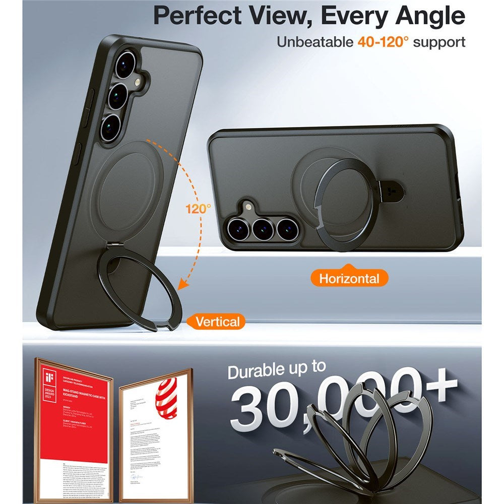 TORRAS Samsung Galaxy S25 Guardian Ostand Hybrid Case with Kickstand - MagSafe Compatible - Black