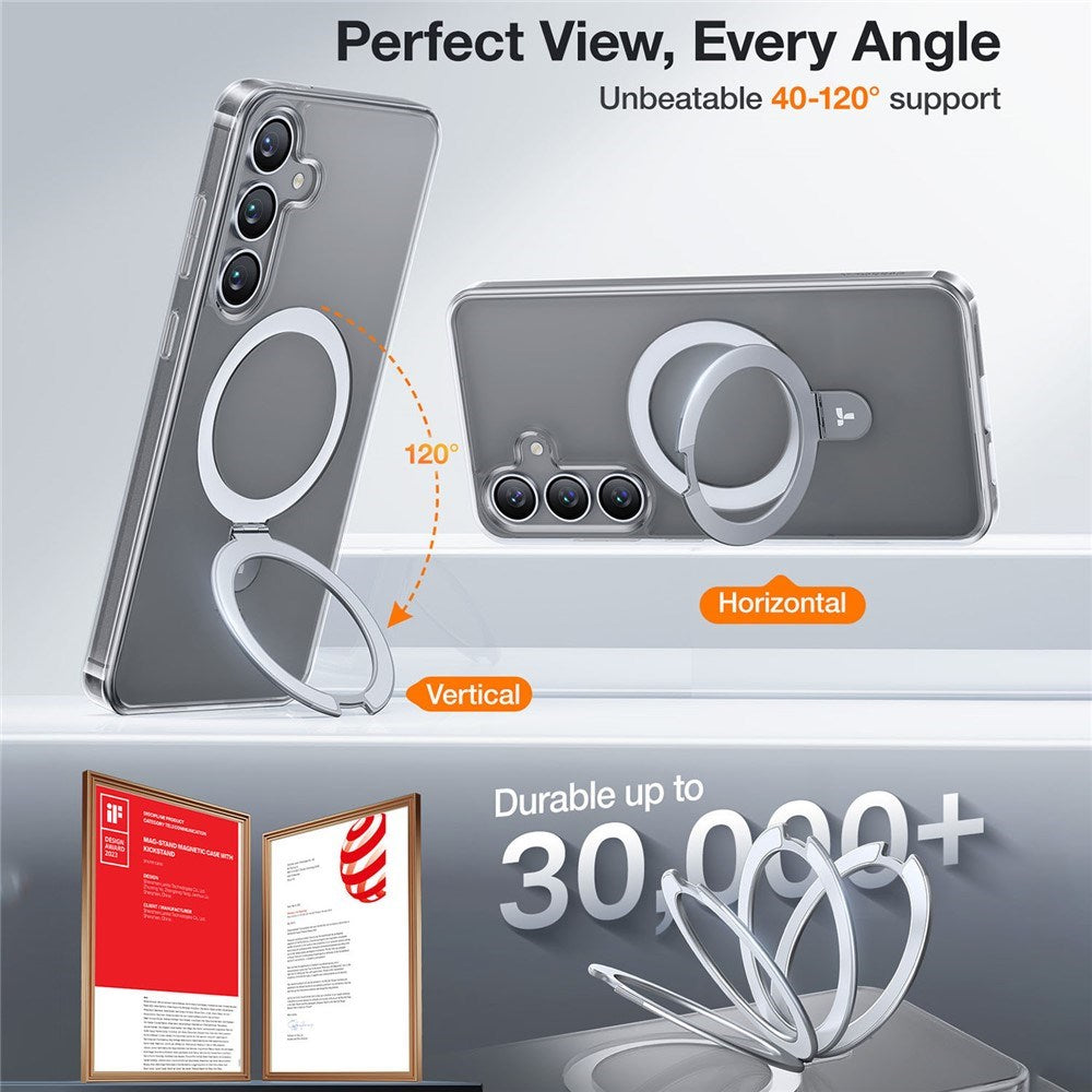 TORRAS Samsung Galaxy S25 Guardian Ostand Hybrid Case with Kickstand - MagSafe Compatible - Transparent
