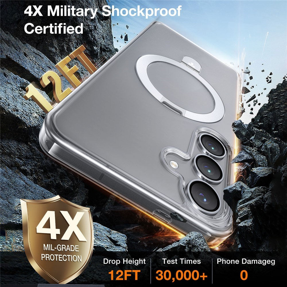 TORRAS Samsung Galaxy S25 Guardian Ostand Hybrid Case with Kickstand - MagSafe Compatible - Transparent