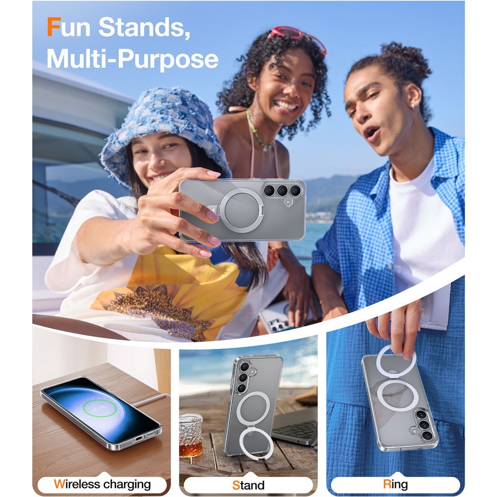 TORRAS Samsung Galaxy S25 Guardian Ostand Hybrid Case with Kickstand - MagSafe Compatible - Transparent