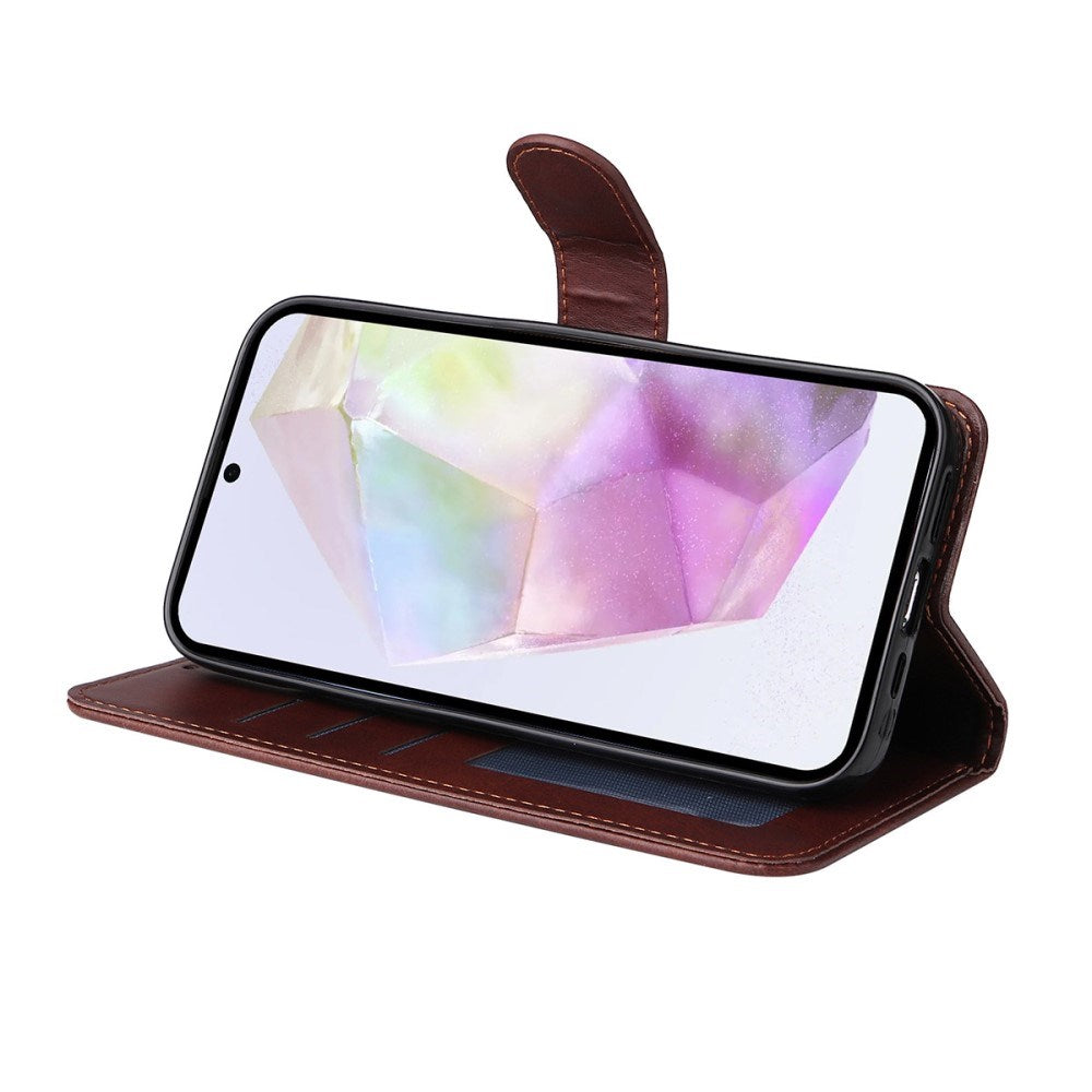 EIDERWOOD Samsung Galaxy A56 (5G) / A36 (5G) 2-in-1 Faux Leather Flip Case with Screen Protector Glass - Red