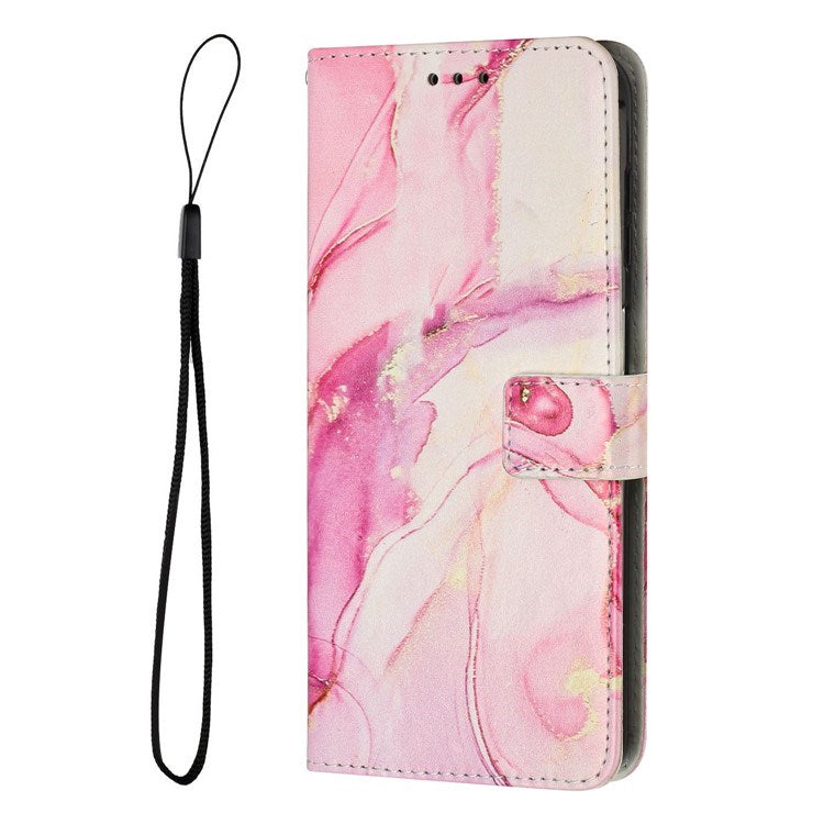 EIDERWOOD Google Pixel 10 / 10 Pro / 9 / 9 Pro Marble Faux Leather Flip Case with Strap - Rose Gold