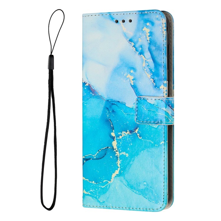 EIDERWOOD Google Pixel 10 / 10 Pro / 9 / 9 Pro Marble Faux Leather Flip Case with Strap - Blue / Green