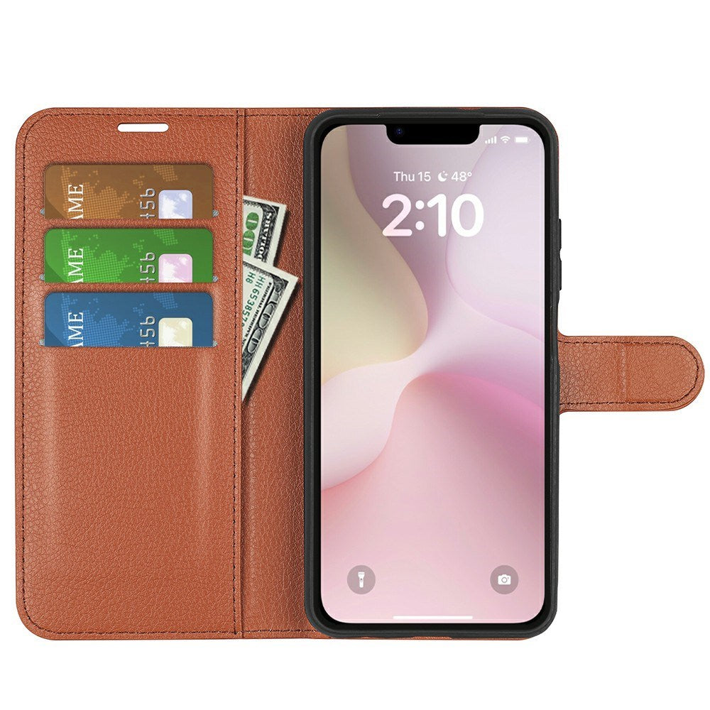 EIDERWOOD iPhone 16e Faux Leather Flip Case with Cardholder & Stand Function - Brown
