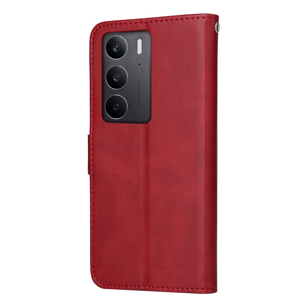 EIDERWOOD Realme 14X (5G) / C75 Faux Leather Flip Case with Strap - Red