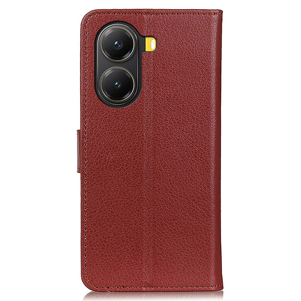 EIDERWOOD Xiaomi Poco X7 Pro Litchi Faux Leather Flip Case with Wallet - Brown