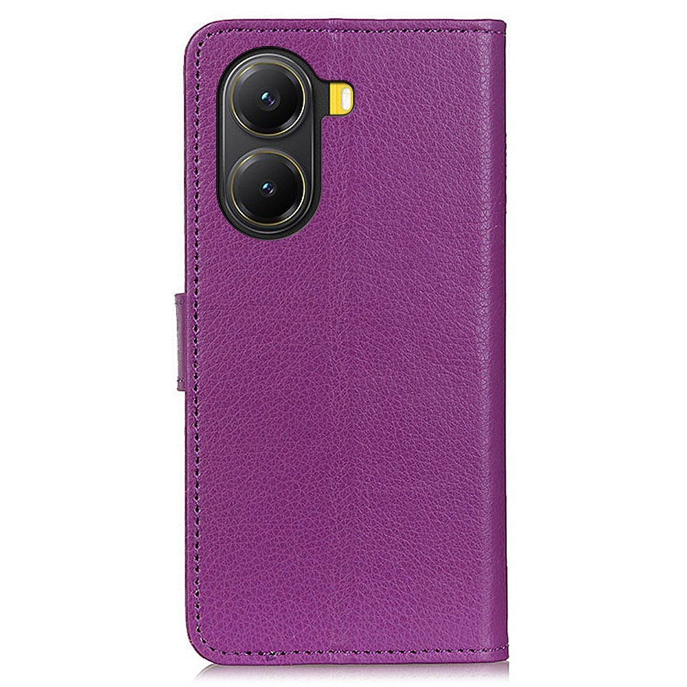 EIDERWOOD Xiaomi Poco X7 Pro Litchi Faux Leather Flip Case with Wallet - Purple