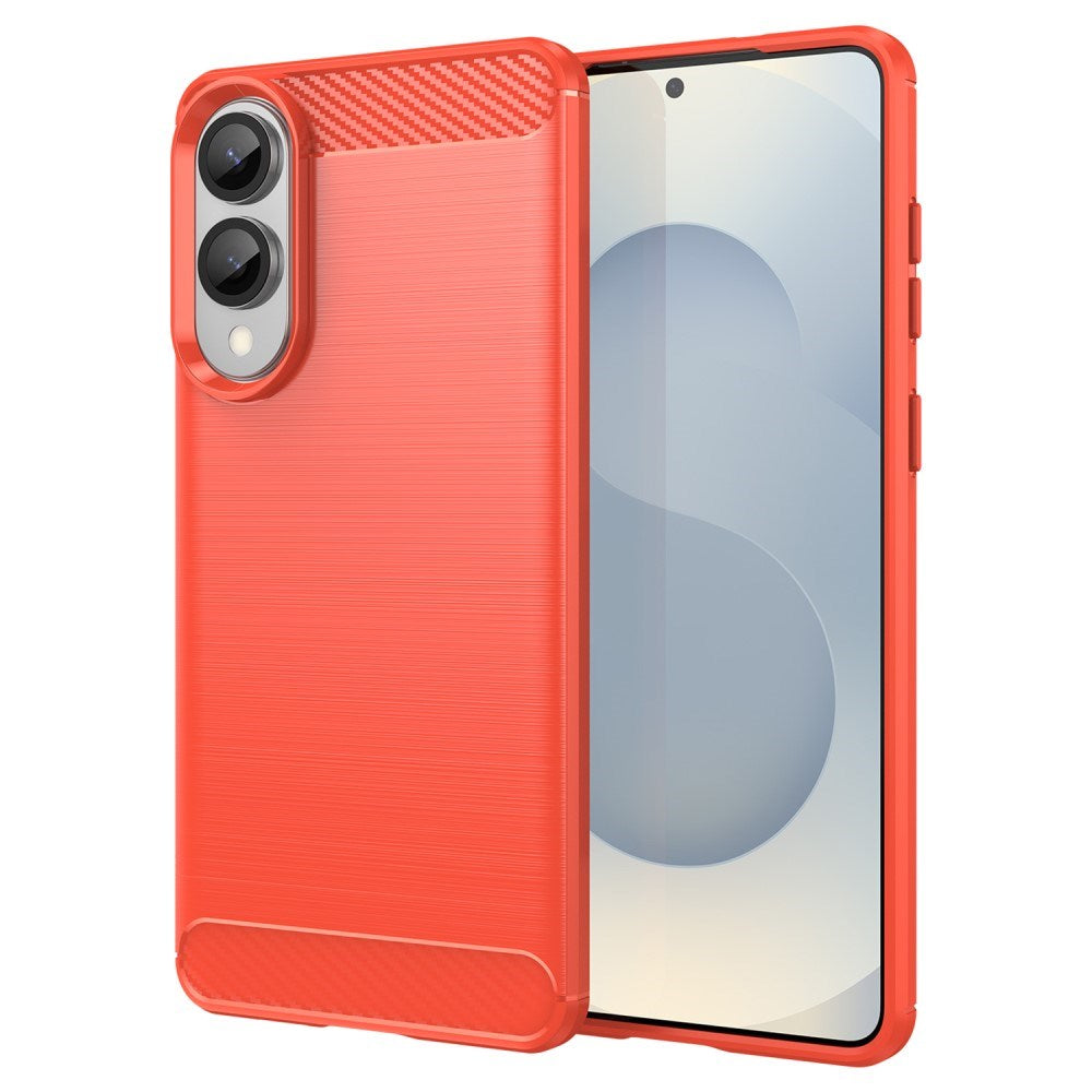 EIDERWOOD Samsung Galaxy S25 Edge Brushed Carbon Fiber Flexible Plastic Case - Red