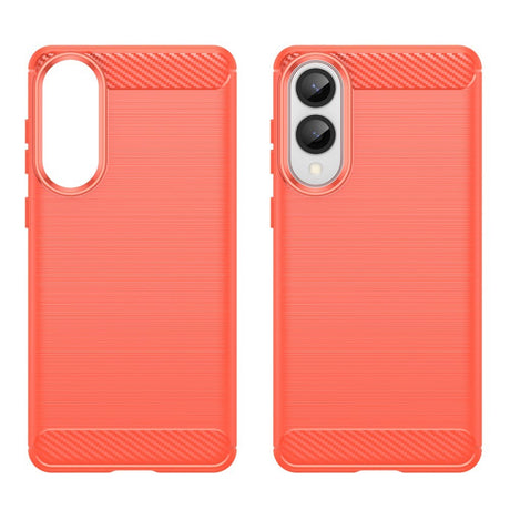 EIDERWOOD Samsung Galaxy S25 Edge Brushed Carbon Fiber Flexible Plastic Case - Red