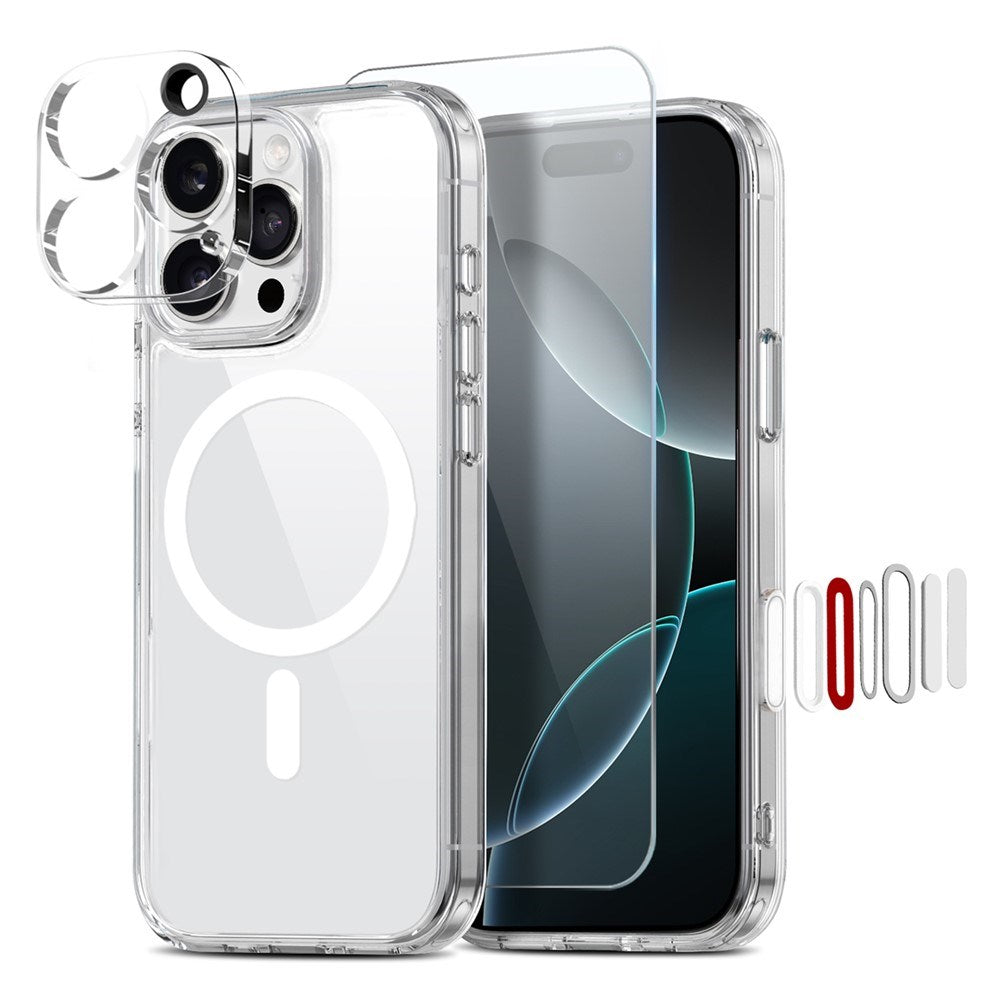 NORTHJO iPhone 16 Pro Max 360° Protection Set with Camera Lens Protection & Screen Protection & Hybrid Case - MagSafe Compatible - Transparent