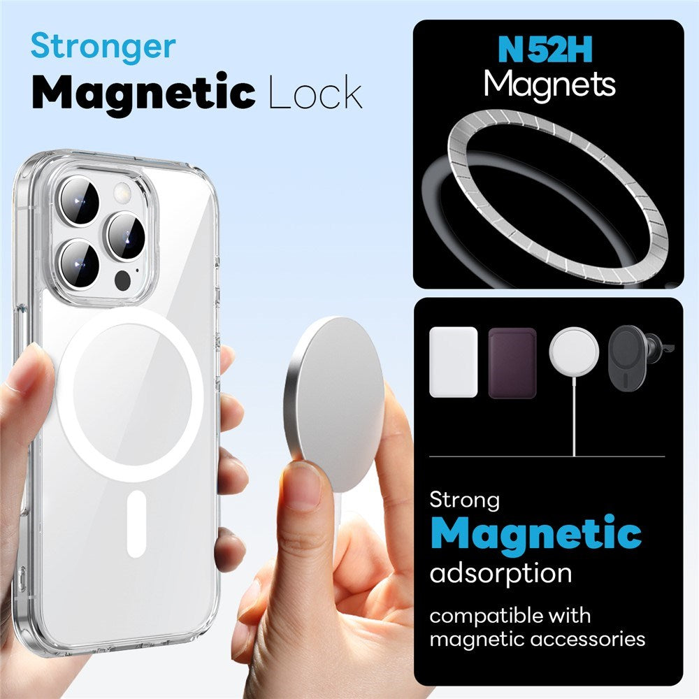 NORTHJO iPhone 16 Pro Max 360° Protection Set with Camera Lens Protection & Screen Protection & Hybrid Case - MagSafe Compatible - Transparent