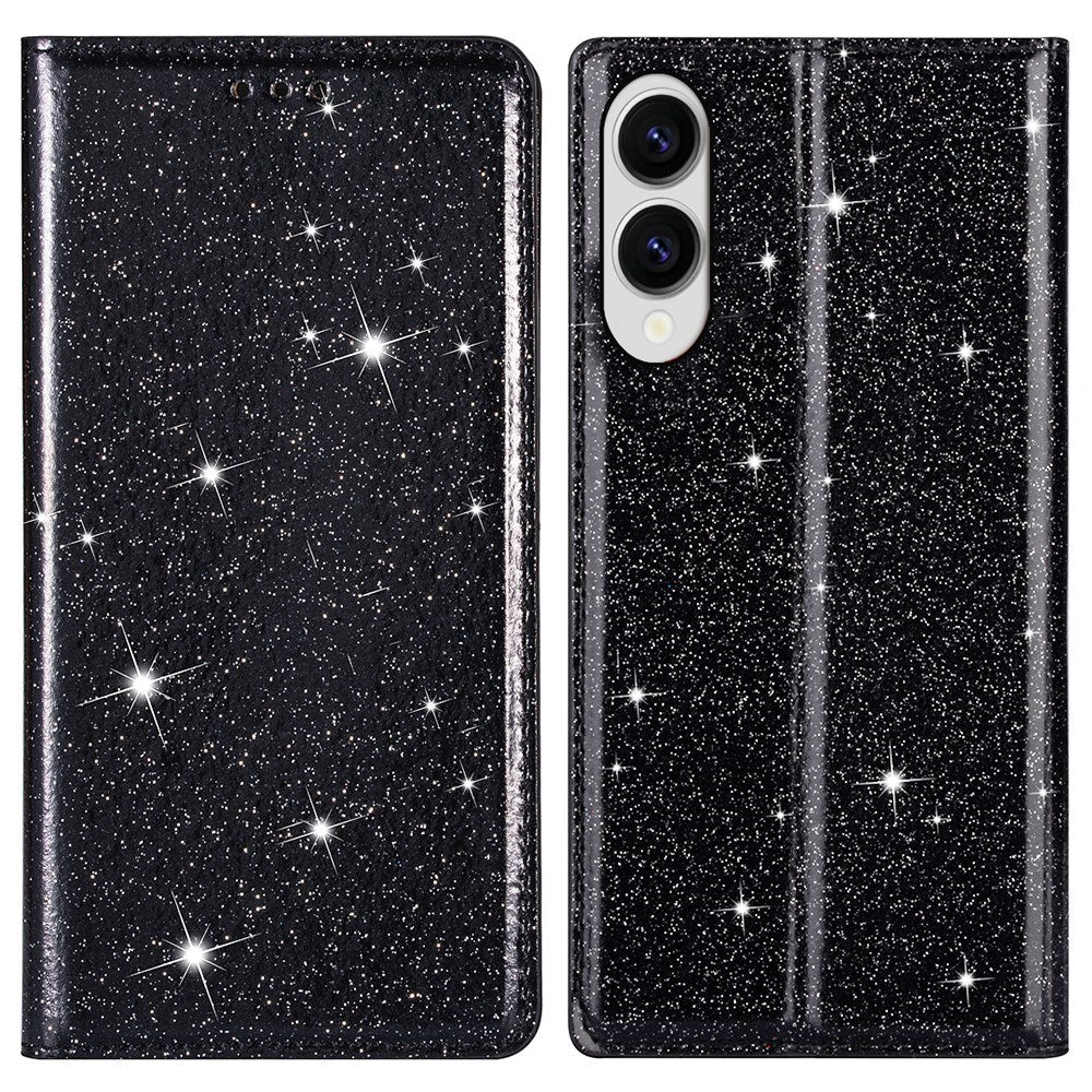 EIDERWOOD Samsung Galaxy S25 Edge Faux Leather Flip Case with Wallet - Glitter - Black