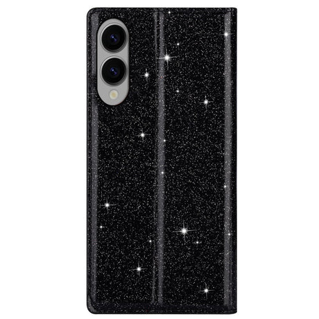 EIDERWOOD Samsung Galaxy S25 Edge Faux Leather Flip Case with Wallet - Glitter - Black