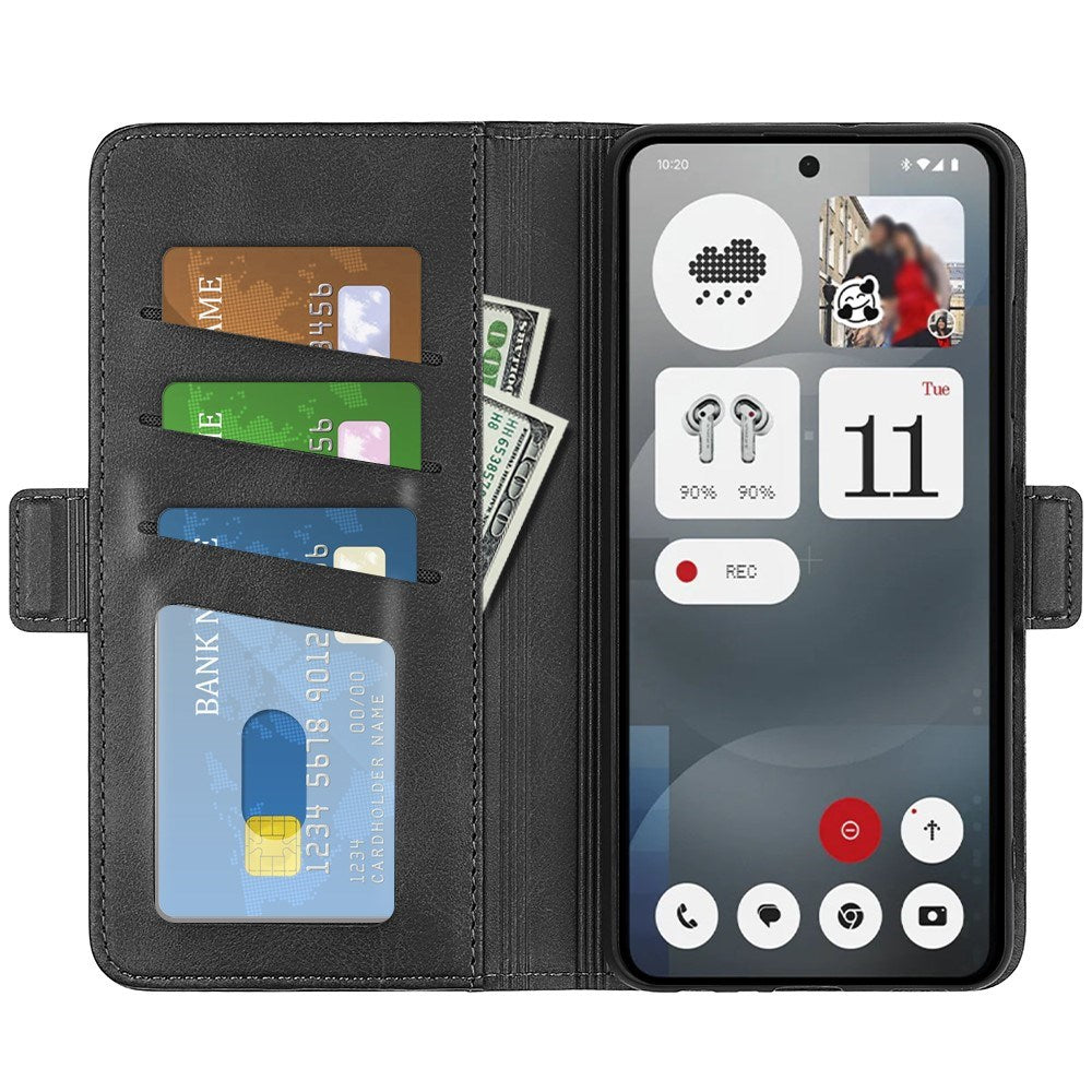 EIDERWOOD Nothing Phone (3a) Faux Leather Flip Case with Wallet & Stand Function - Black