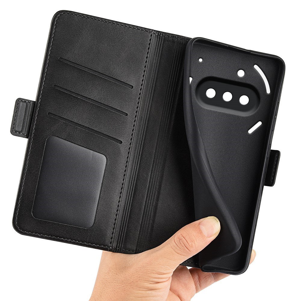 EIDERWOOD Nothing Phone (3a) Faux Leather Flip Case with Wallet & Stand Function - Black