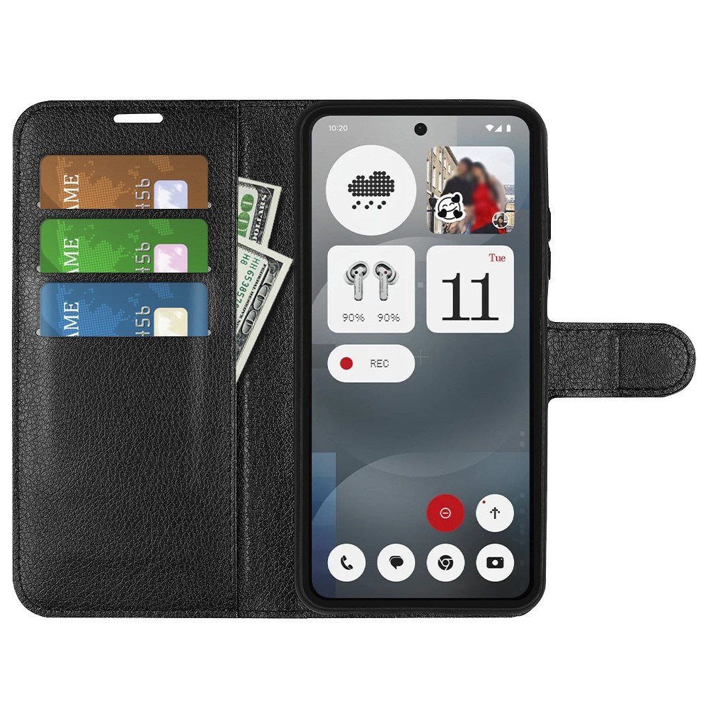 EIDERWOOD Nothing Phone (3a) Faux Leather Flip Case with Cardholder & Stand Function - Black