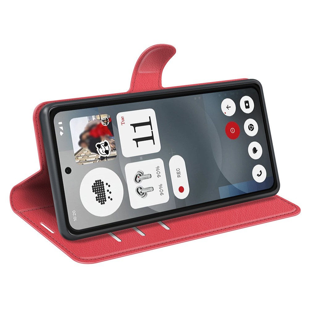 EIDERWOOD Nothing Phone (3a) Faux Leather Flip Case with Cardholder & Stand Function - Red