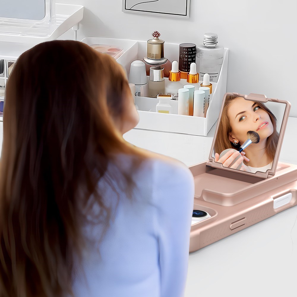 EIDERWOOD iPhone 16 Pro Max Flexible Plastic Case with Card Holder & Built-in Mirror - Rose Gold