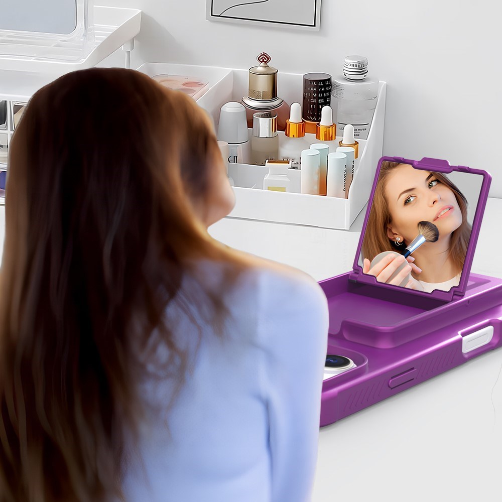 EIDERWOOD iPhone 16 Pro Flexible Plastic Case with Card Holder & Built-in Mirror - Dark Purple