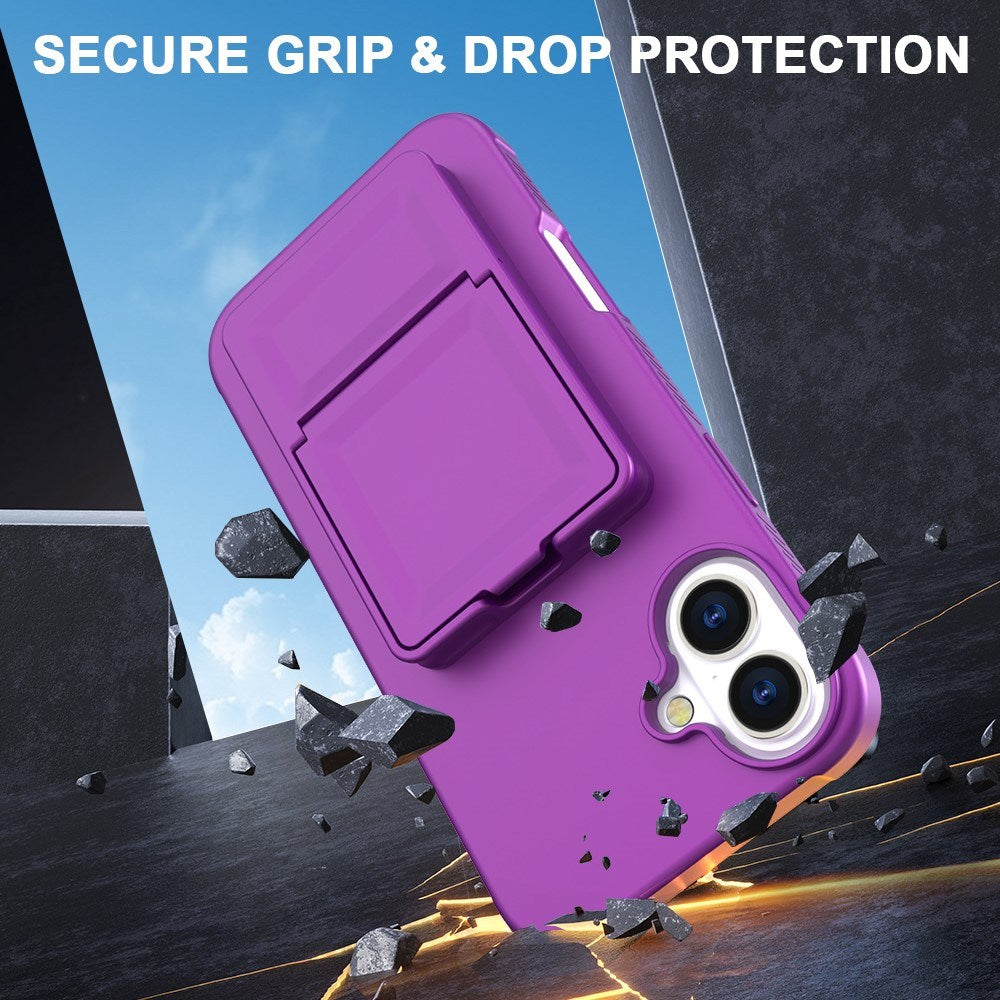 EIDERWOOD iPhone 16 Flexible Plastic Case with Card Holder & Built-in Mirror - Dark Purple