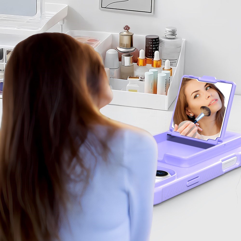 EIDERWOOD iPhone 16 Flexible Plastic Case with Card Holder & Built-in Mirror - Purple