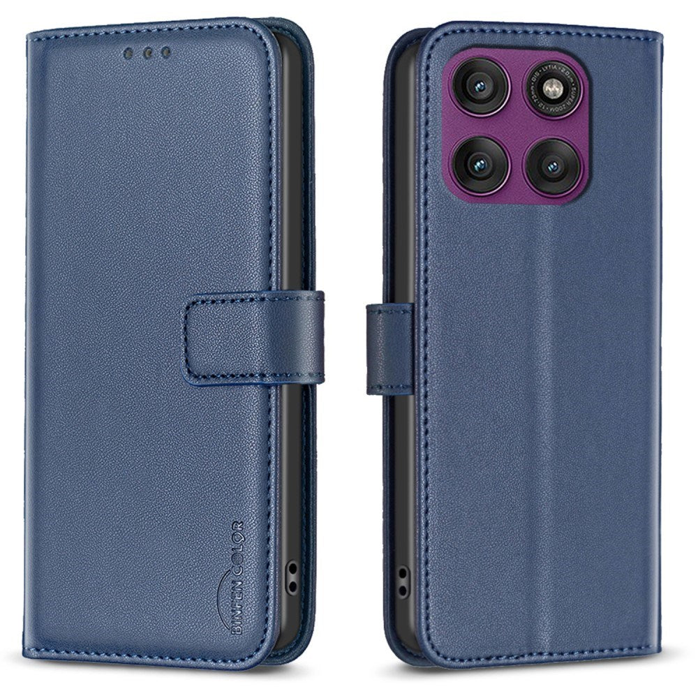 Motorola Edge 60 Pro BINFEN Faux Leather Flip Case with Card Holder & Stand Function - Dark Blue