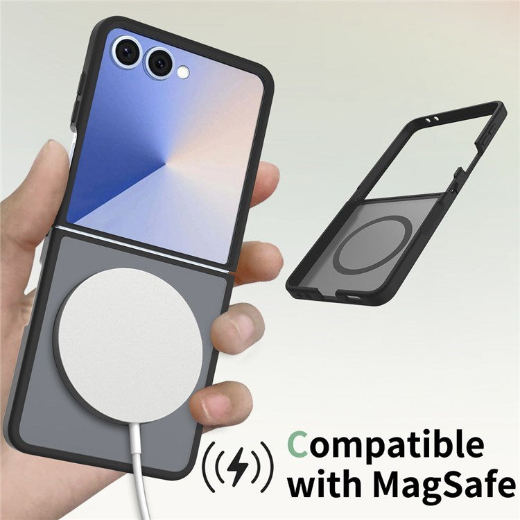 EIDERWOOD Samsung Galaxy Z Flip7 Matte Hybrid Case - MagSafe Compatible - Transparent / Black