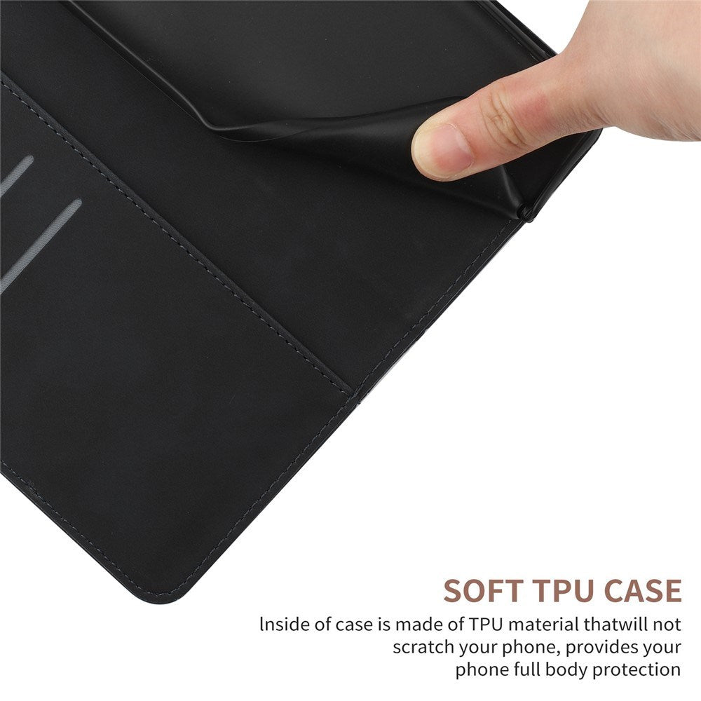 Oppo Reno14 (5G) Faux Leather Flip Case with Print - Black