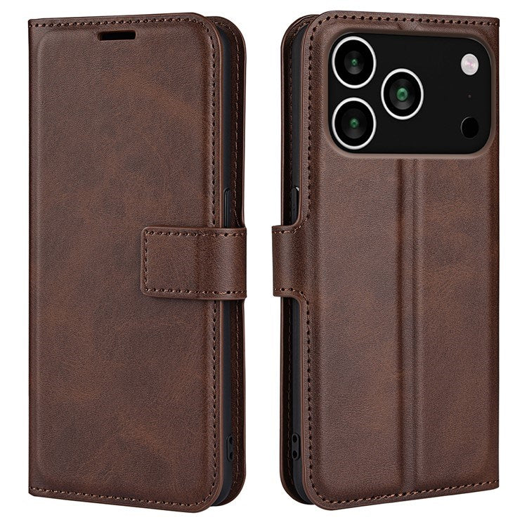 EIDERWOOD iPhone 17 Pro Max Faux Leather Flip Case with Stand & Card Holder - Brown