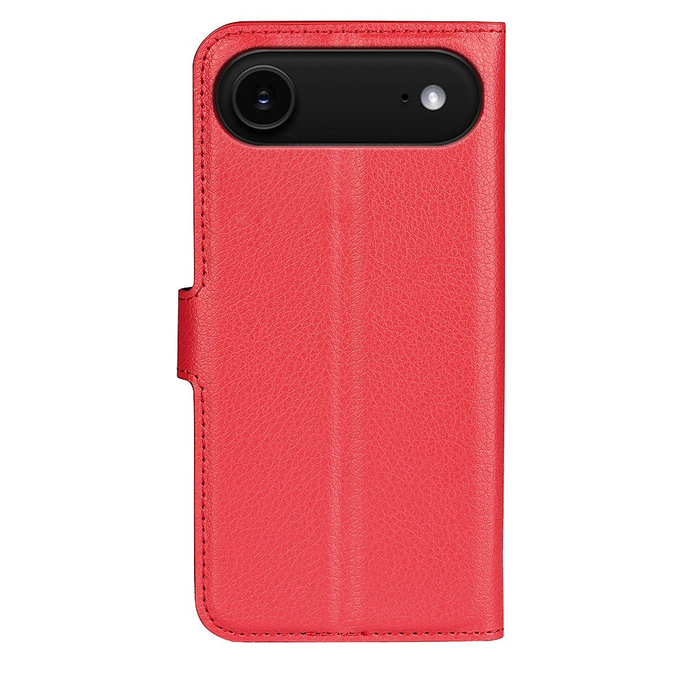 EIDERWOOD iPhone Air Litchi Flip Case with Built-in Card Holder & Stand Function - Red