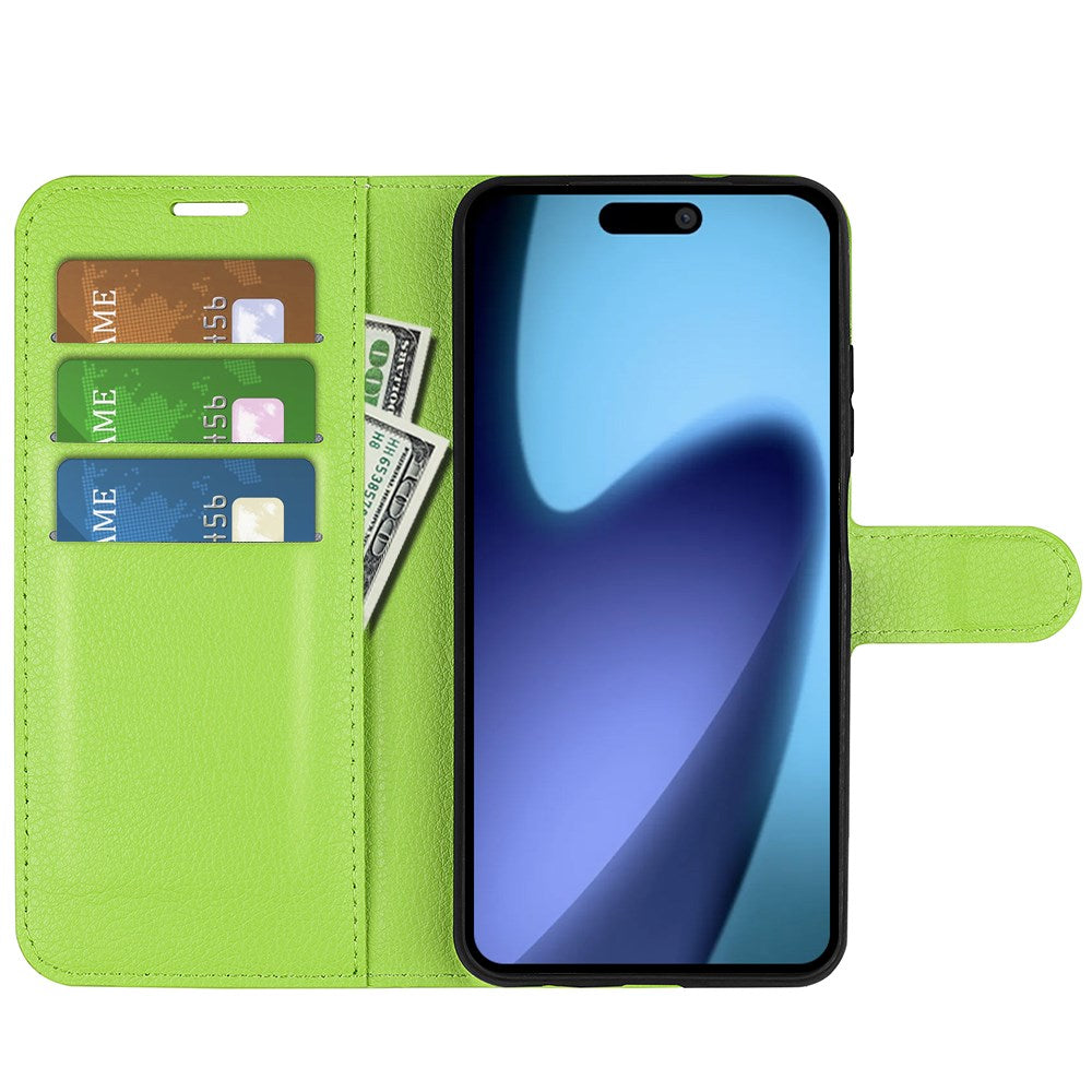 EIDERWOOD iPhone Air Litchi Flip Case with Built-in Card Holder & Stand Function - Green