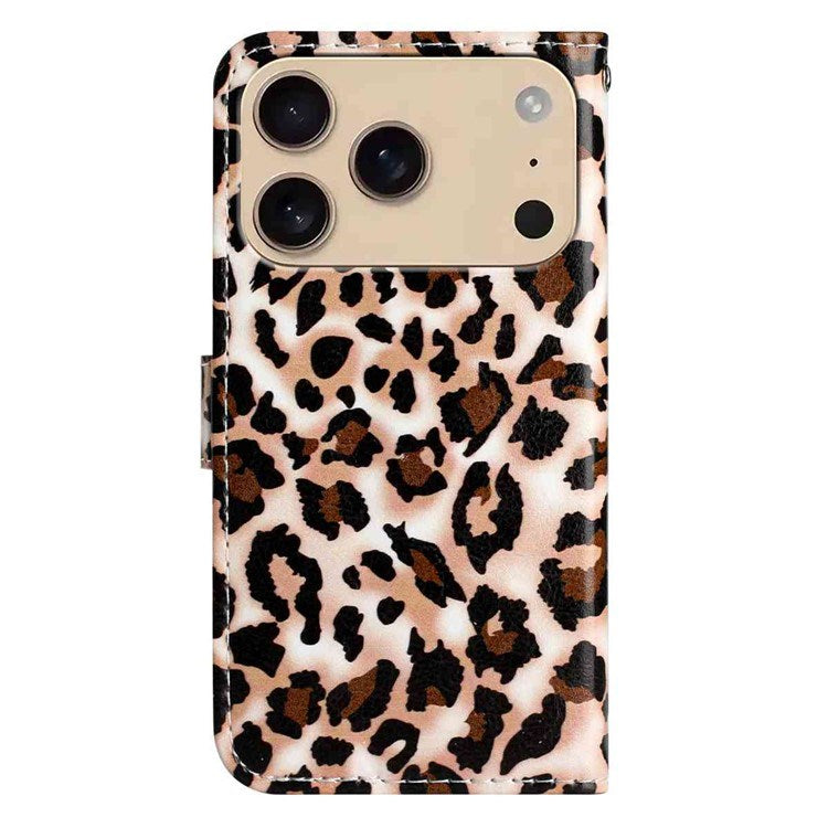 EIDERWOOD iPhone 17 Pro Faux Leather Case with Wallet & Strap - Leopard