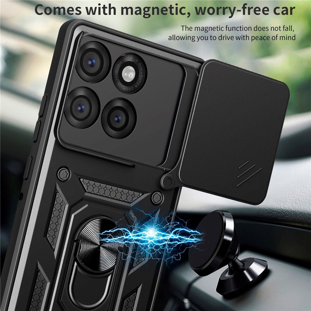 EIDERWOOD Motorola Edge 60 Pro Hybrid Rugged Case with Magnetic Kickstand & Cam Slider - Black