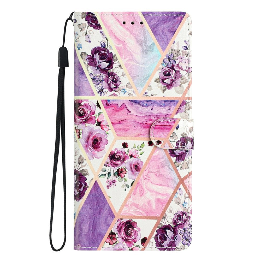 EIDERWOOD iPhone Air Faux Leather Case with Wallet & Strap - Purple Flowers