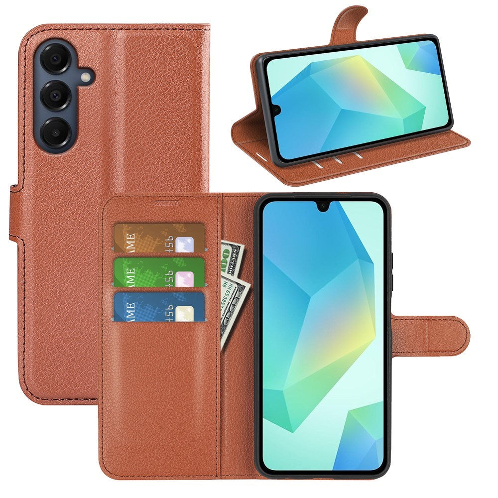 EIDERWOOD Samsung Galaxy A17 (5G) Litchi Faux Leather Wallet Case - Brown