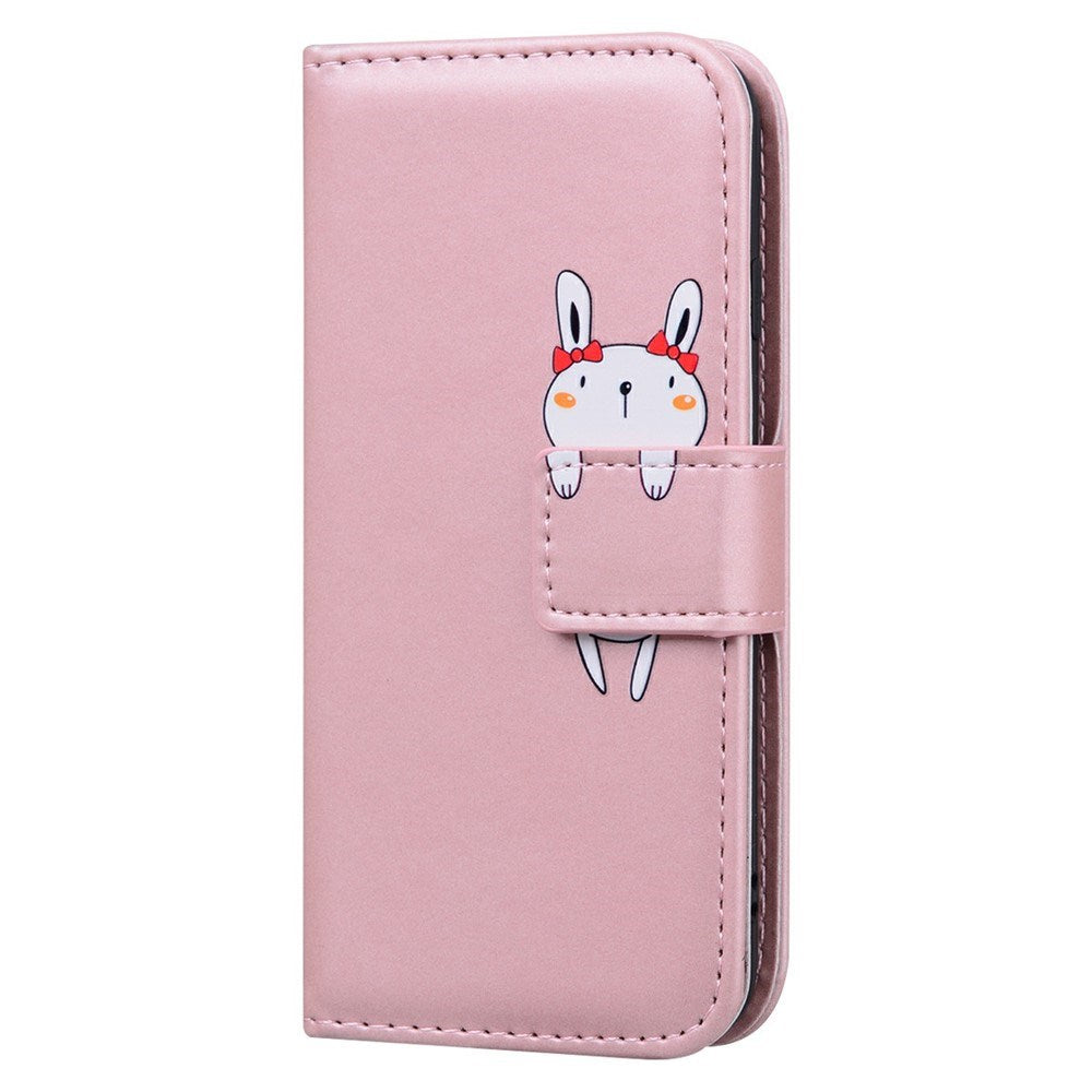 iPhone 17e / 16e Faux Leather Flip Case with Character Design - Pink