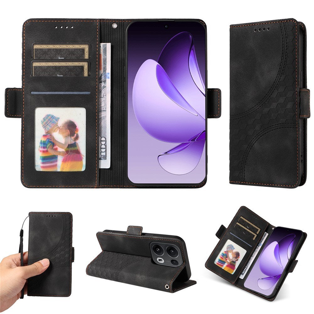 Oppo Reno14 Pro (5G) / Reno13 Pro (5G) Faux Leather Flip Case with Print - Black