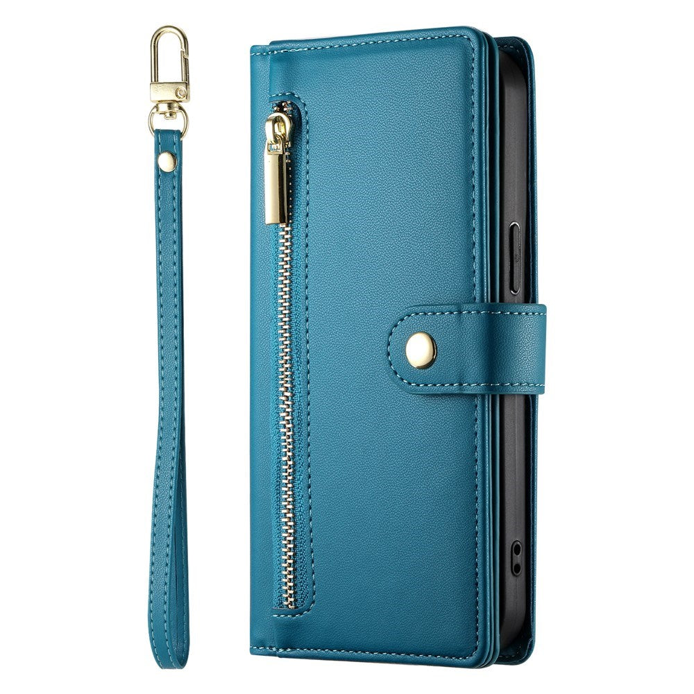 EIDERWOOD iPhone Air Flip Case with Card Holder / Zipper Pocket / Strap - Blue