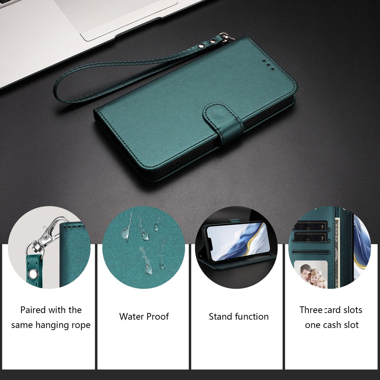 iPhone 18 Pro Max / 17 Pro Max EIDERWOOD Faux Leather Flip Case with Strap - Green