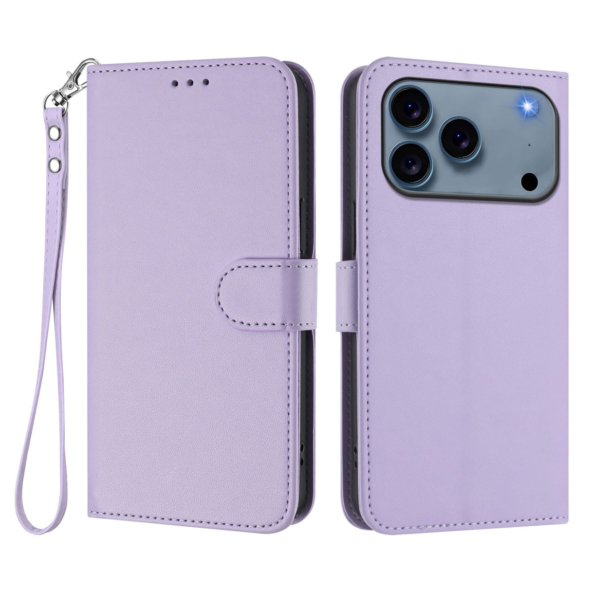 iPhone 18 Pro Max / 17 Pro Max EIDERWOOD Faux Leather Flip Case with Strap - Light Purple