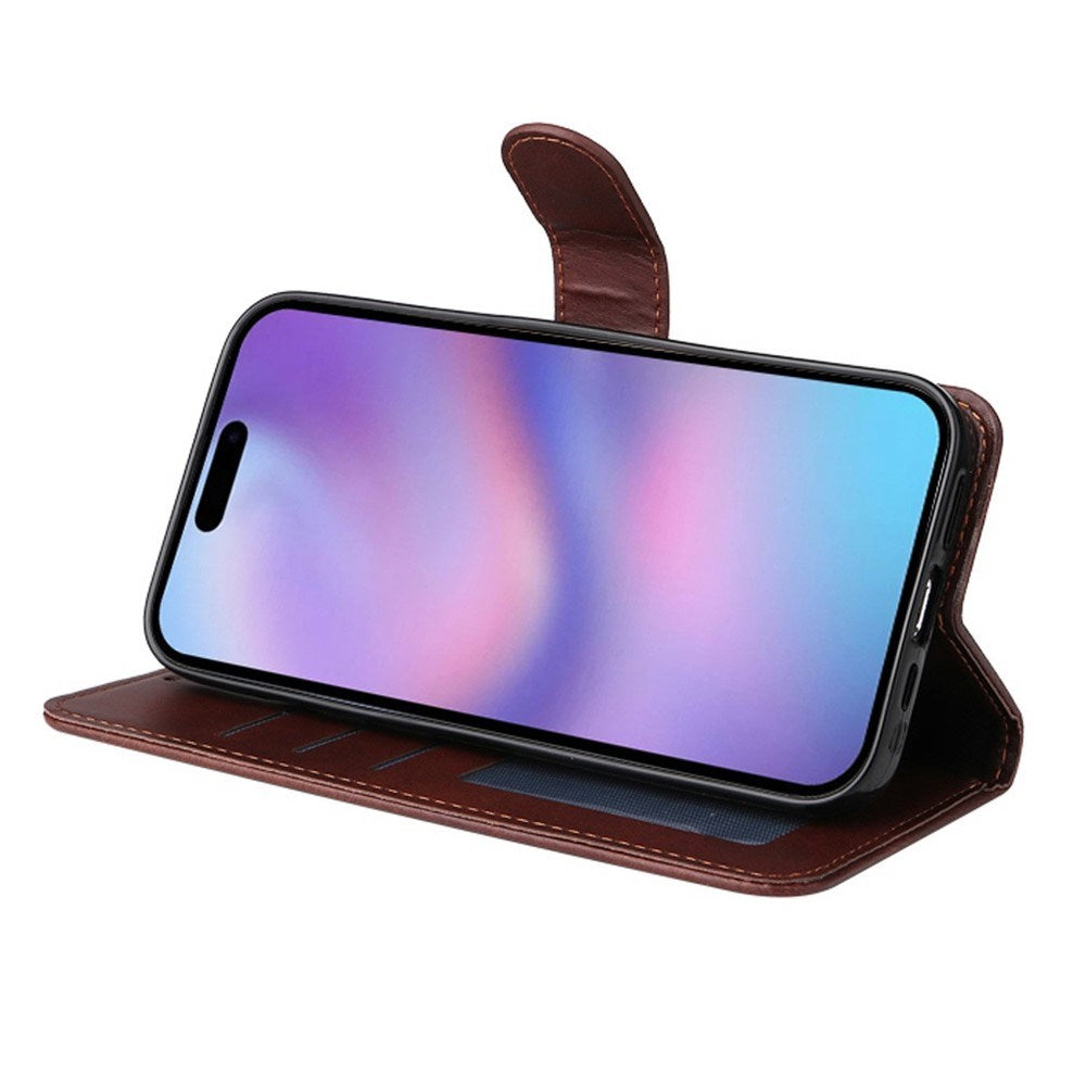 EIDERWOOD iPhone 17 2-in-1 Faux Leather Flip Case with Screen Protector Glass - Blue