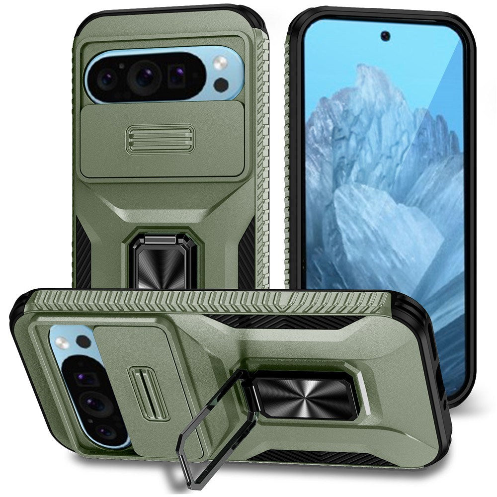 Google Pixel 11 Pro / 11 / 10 Pro / 10 / 9 Pro / 9 EIDERWOOD Tough Case with 360 Rotatable Kickstand - Green