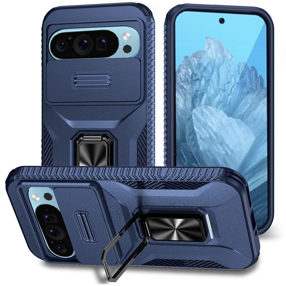 Google Pixel 11 Pro / 11 / 10 Pro / 10 / 9 Pro / 9 EIDERWOOD Tough Case with 360 Rotatable Kickstand - Blue