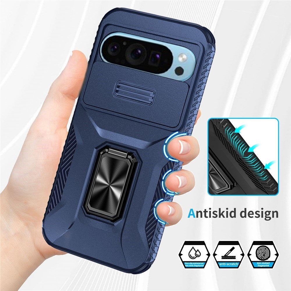 Google Pixel 11 Pro / 11 / 10 Pro / 10 / 9 Pro / 9 EIDERWOOD Tough Case with 360 Rotatable Kickstand - Blue