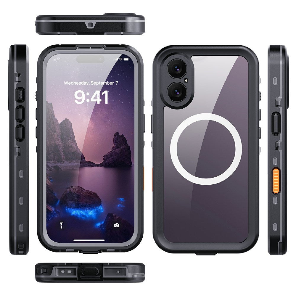 EIDERWOOD iPhone 17 Waterproof Craftsman Case with Screen Protector & Strap - MagSafe Compatible - Black